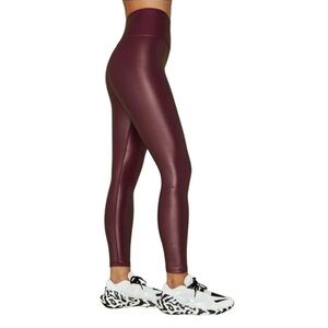 Carbon38 Takara Shine Leggings CRB412A  Burgundy High Rise Glossy Finish Size S